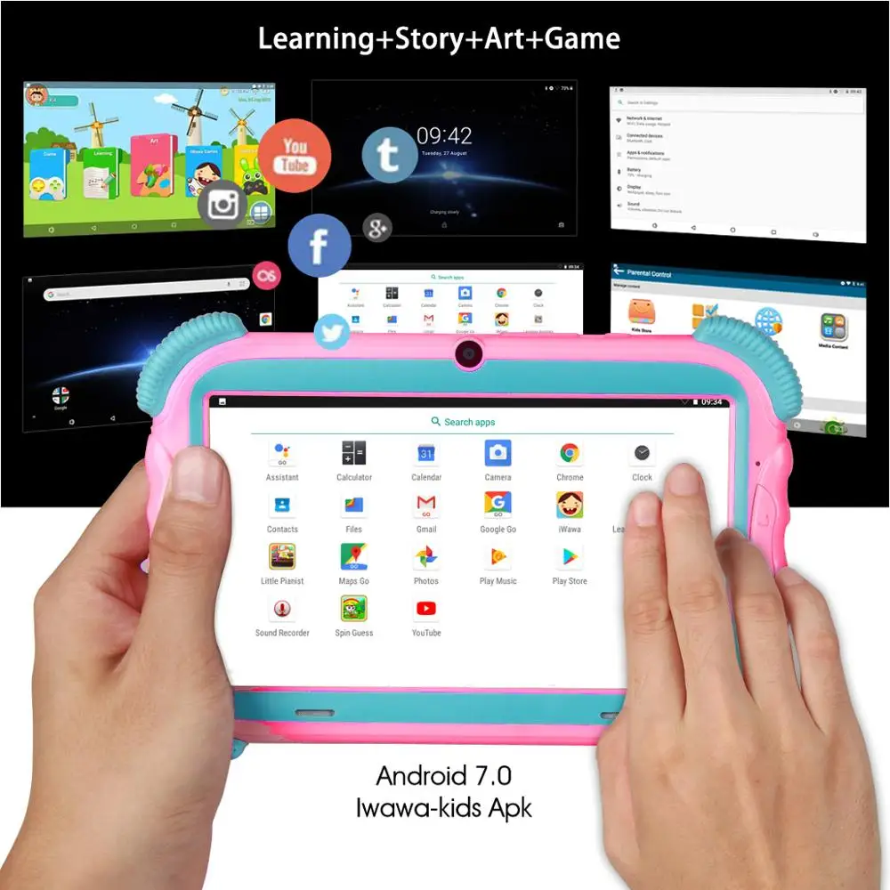 Billig Update 7 zoll Android 8.1 Kinder Tablet 16GB Babypad Edition PC mit Wifi und Kamera GMS Zertifiziert Unterstützt Kinder  beweis Fall