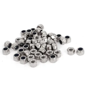 

M3 x 0.5mm 304 Stainless Steel Nylock Nylon Insert Hex Lock Nuts 50pcs