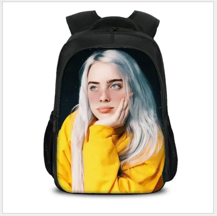 16 дюймов Billie Eilish школьные сумки для детей, рюкзак в стиле хип-хоп для мальчиков и девочек, рюкзак для ноутбука, рюкзак для путешествий, рюкзак для фанатов, подарок - Цвет: as pictures