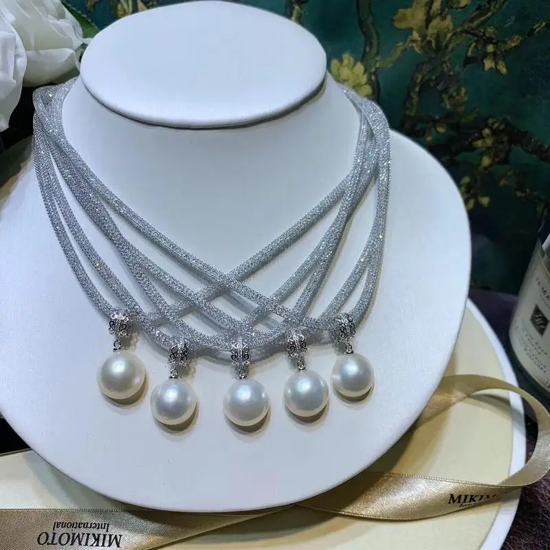 

New fashion DIY crystal element female collar natural gold pearl Japan chain as nanyang pendant with seawater