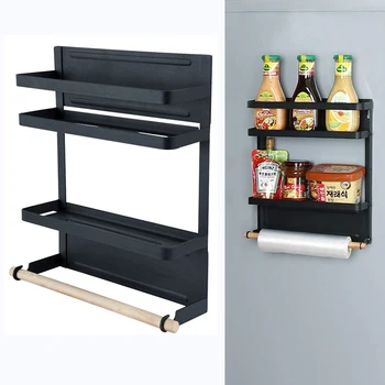 

Magnetic Storage Shelf Refrigerator Spice Rack Kitchen Organizer Single Tier Magnetic Fridge Spice Storage Basket Racks