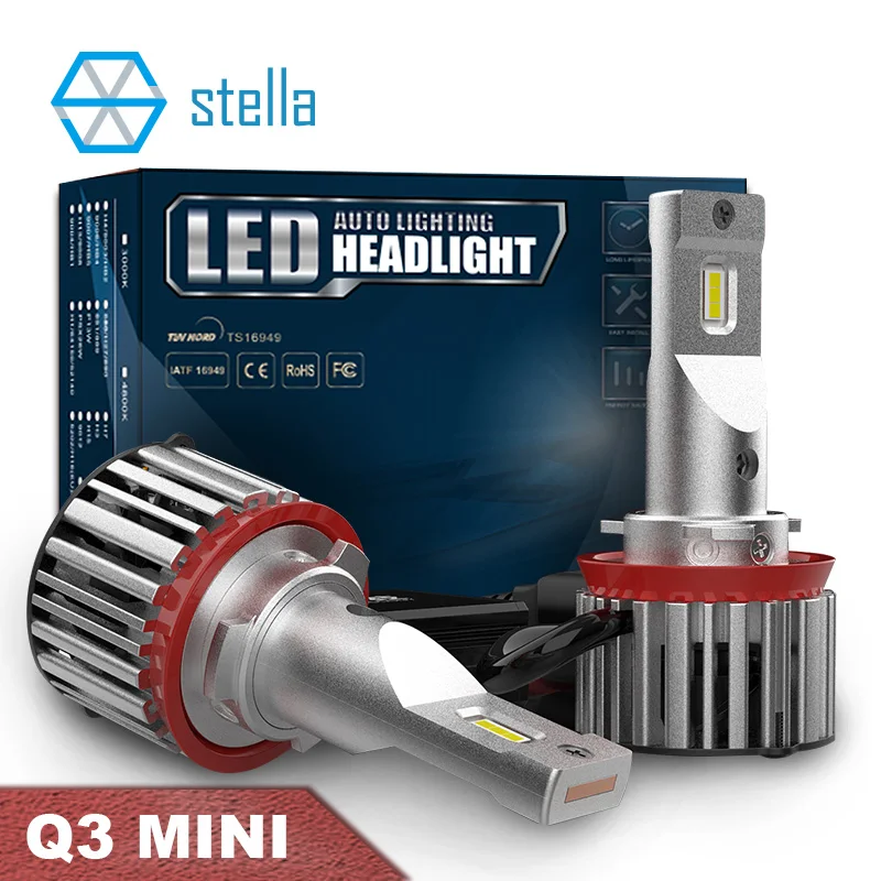 

Stella 2pcs Mini Car Headlights canbus H4 LED H1/H7/H11/9005/9006/9012 car Styling Automobiles Fog Lamps Small size 6000K 60W