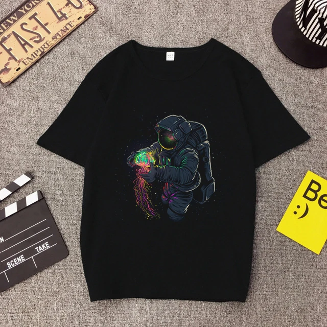 Детская футболка для мальчиков футболка с принтом космонавта, путешествия по всему миру, Harajuku, вырез лодочкой футболка для мальчиков, одежда - Цвет: Hei02