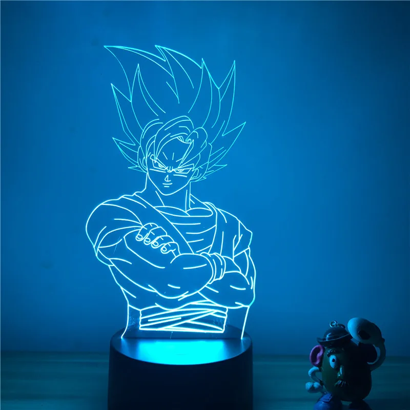 Goku G 3D светодиодный ночной Светильник Dragon Ball Z Goku Super Saiyan, экшн-фигурка, 7 цветов, сенсорная Оптическая иллюзия, настольная лампа, режим украшения дома - Испускаемый цвет: Goku G