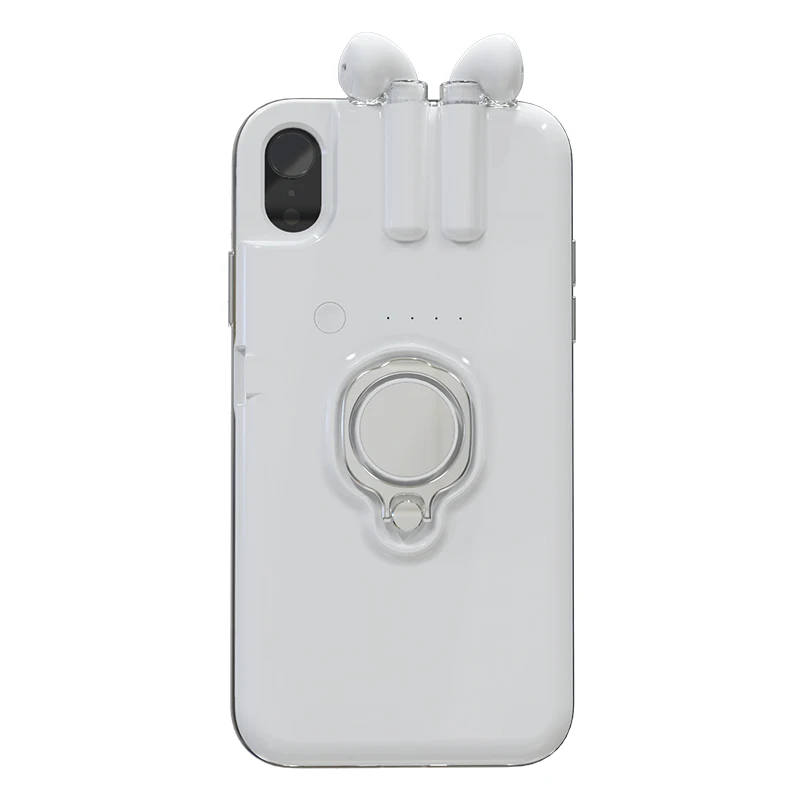 White Зарядный наушник чехол для телефона для iPhone X XS MAX XR 6 6S 7 8 Plus чехол s Чехол для гарнитура для airpods с держателем для телефона - Цвет: White