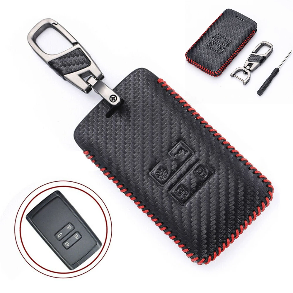 

Mayitr 1pc Black Leather Car Key Holder Remote Key Cover Case Replacement Car Fob Keychain Holder Protector For Renault Kadjar