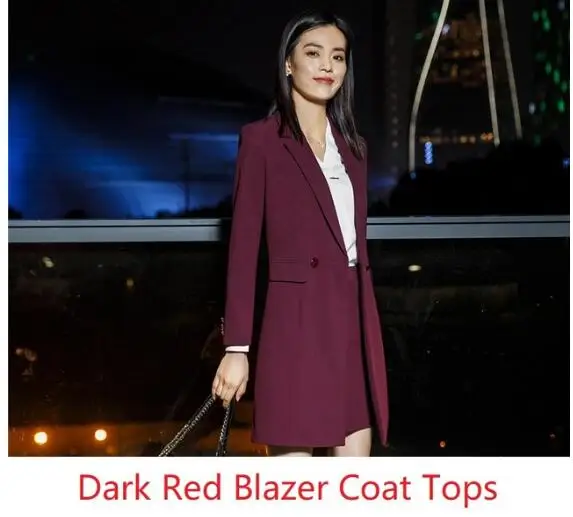 winred blazer Осень зима женские блейзеры костюмы униформа дизайн бизнес дамские офисные костюмы с длинной ветровкой - Цвет: winred blazer