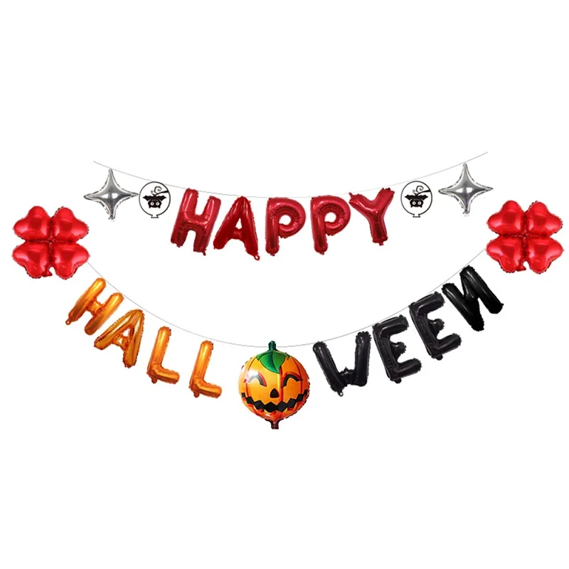 Тыква Happy Halloween Алфавит воздушные шары с листьями для любимая для вечеринки в честь Хэллоуина Алюминий пленка воздушные шары и оригинальное украшение Поставки - Цвет: Красный
