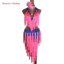 Профессии латинский танец платье женщины Ropa Danza полиэстер Сальса Самба Танго Бальные Конкурс костюма Латинской платье для девочек