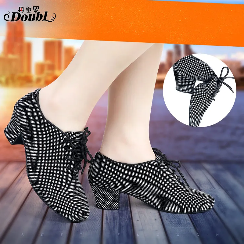 

Brand Comfortable Sheepskin Latin Dance Social Shoes Female Walt Classic Adult Teacher Indoor Ballroom Ventilate Sport Soft Sole