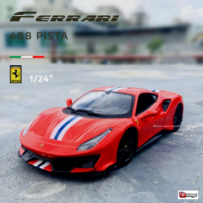 Модель Автомобиля Ferrari 488 pista Bburago 1:24 литье под давлением металлическая модель