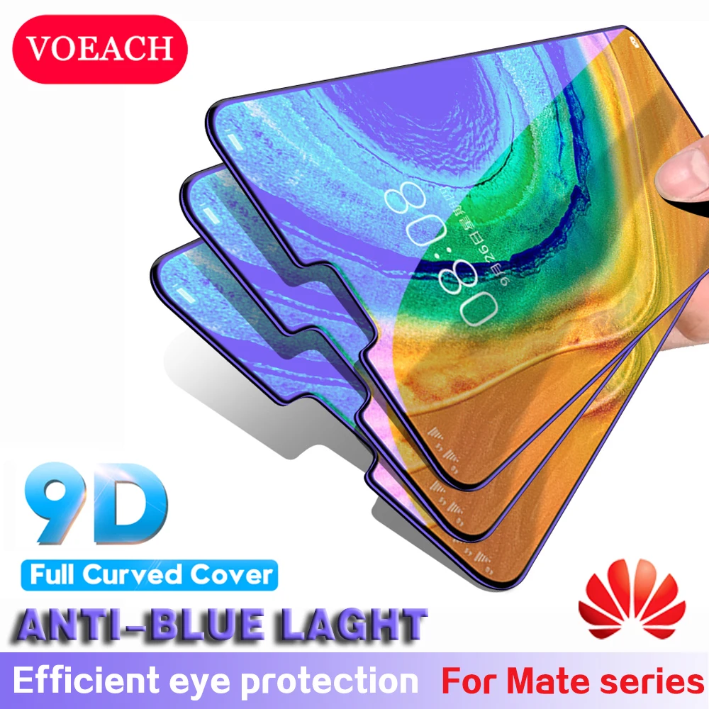 Мате 9D анти-синий лучевой светильник из закаленного стекла для huawei mate 20 30pro 10 20lite анти-подзорная Защита экрана для mate 20 20X 2 шт
