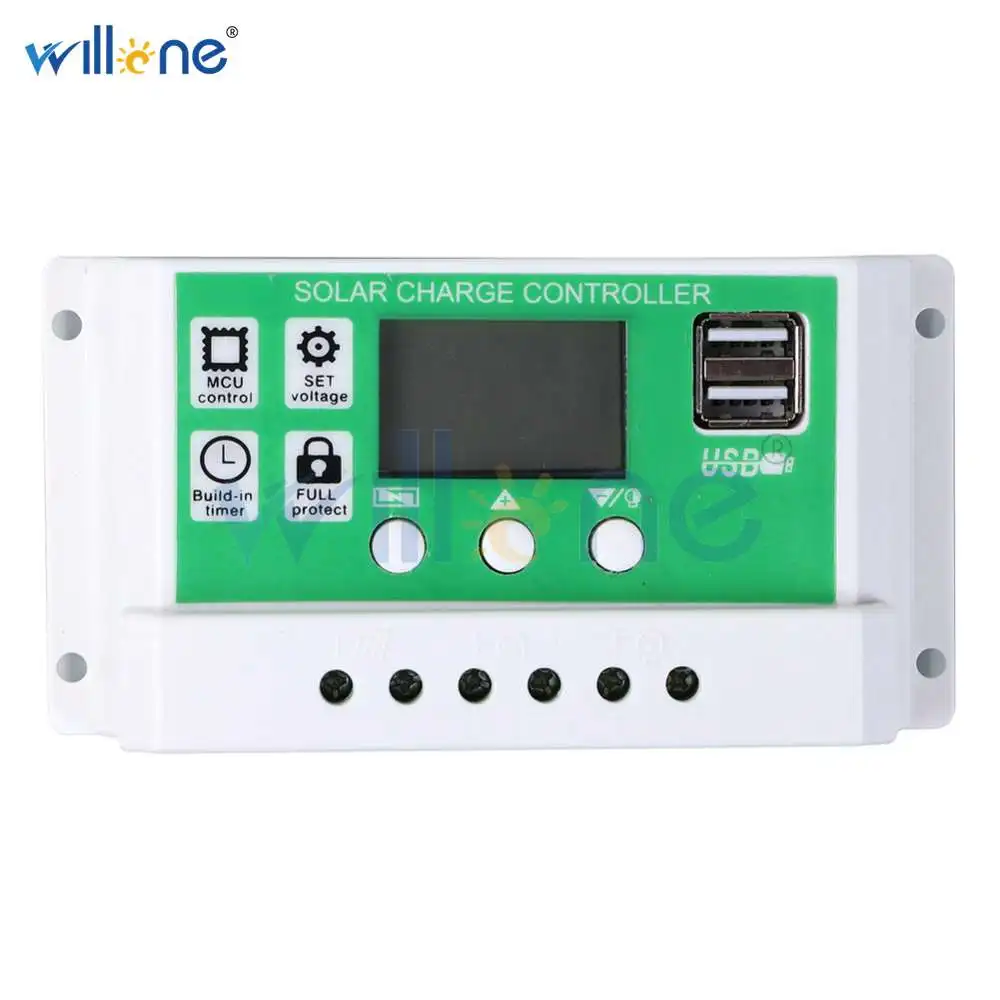 Willone 10 а/20 А/30 А 12 В 24 в PWM литиевая батарея Контроллер заряда солнечной батареи ЖК