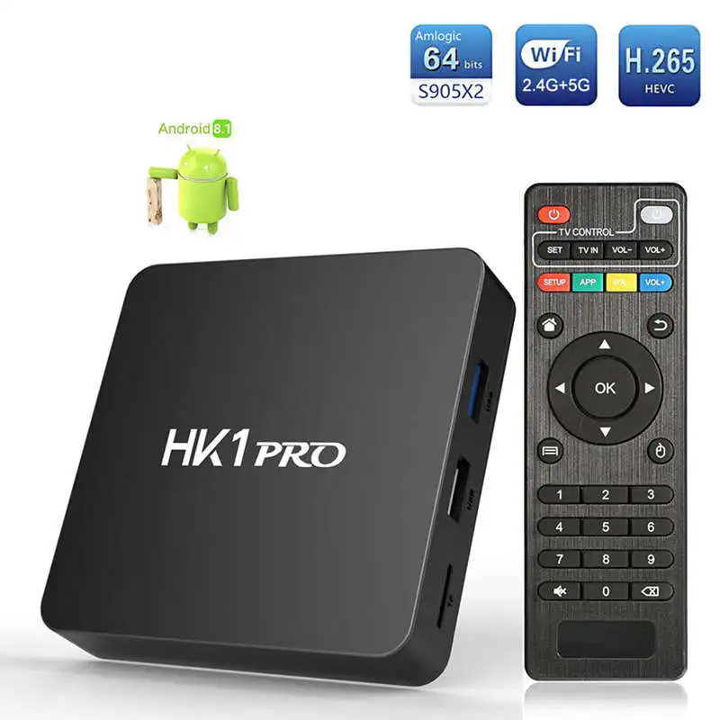  Top Hk1 Pro Android 8.1 Smart Tv Box Amlogic S905X2 Lpddr4 Quad Core 2.4G And 5Ghz Wifi Bt 100M 4K 