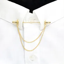 Broche de aguja para Cuello de camisa francesa, cadena clásica con flecos de cobre, para evitar la exposición, Unisex, para bodas y negocios