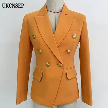 

UKCNSEP 2020 Women Blazers and Jackets Orange Plus Size Double Breasted Casual Winter Clothes Women