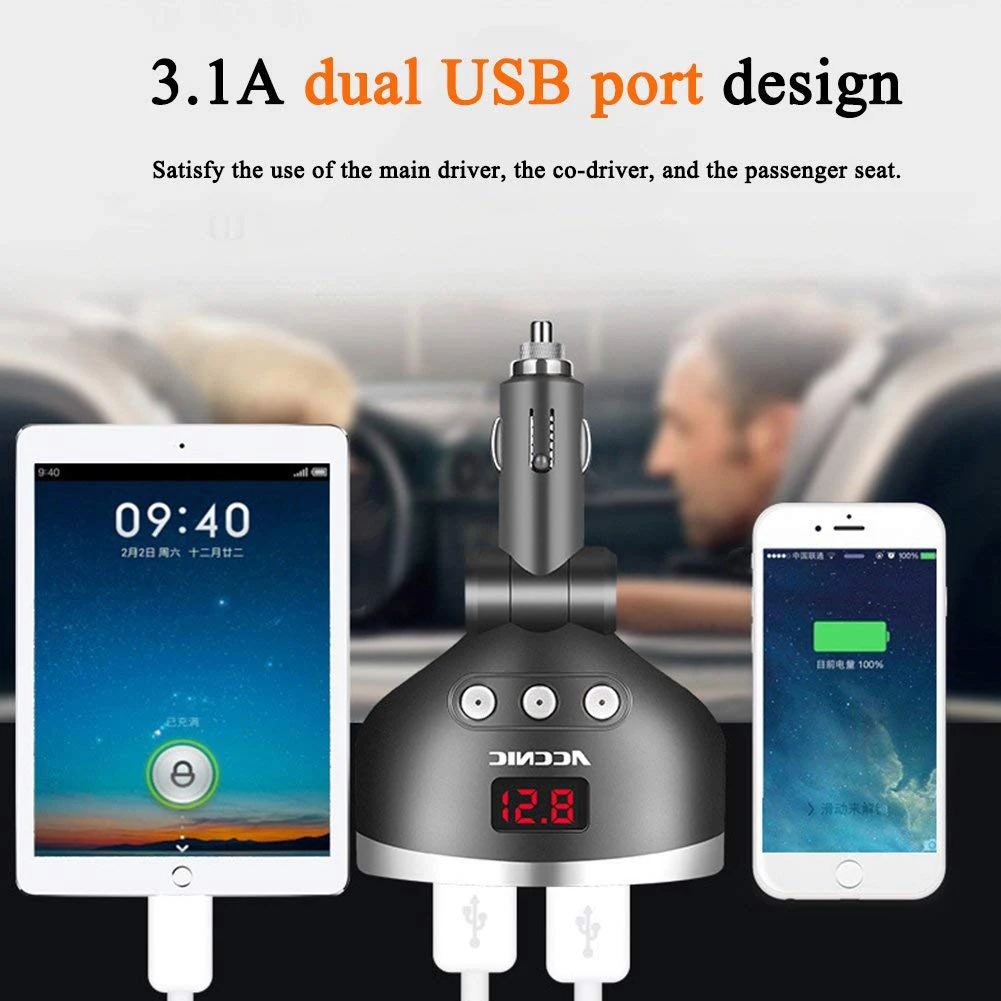 Двойной USB порт Мобильный телефон зарядное устройство автомобильное 3 гнезда