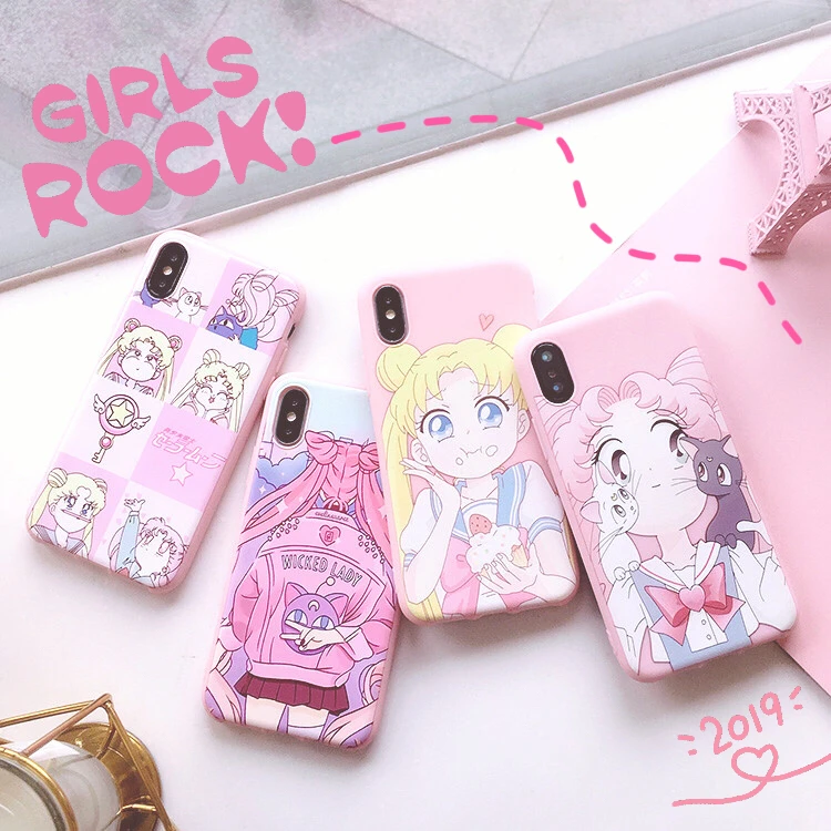 For iPhone 11 pro Cute Sailor Moon phone Case Max X XR XS 6S 7 8 plus Pink girl Soft back Cover Capa Coque |