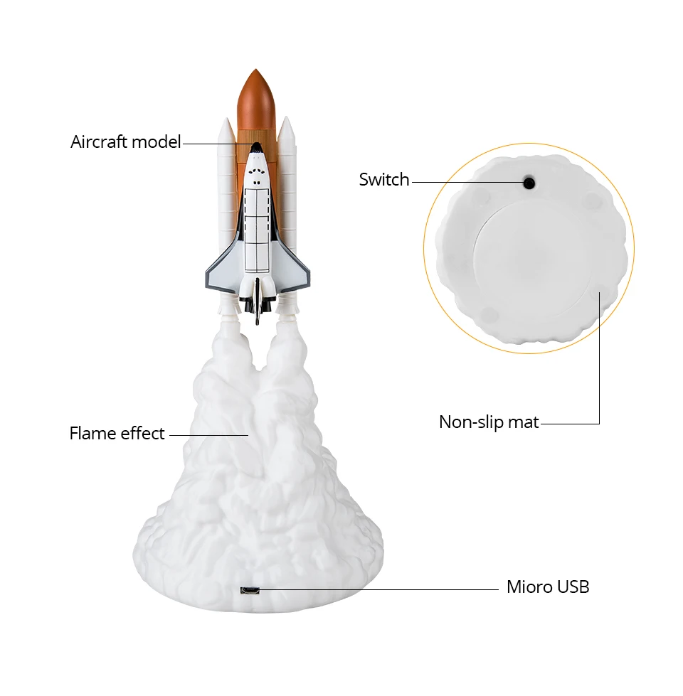 3D Print Apollo Space Rocket Night Decor Lamp