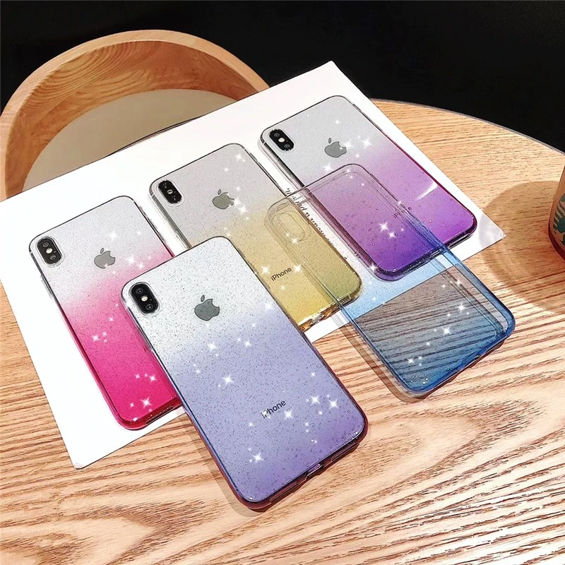 

Bling Phone Case For iphone 6 6S 7 8 Plus Luxury Gradient Soft TPU Cover For iphone X XS XR XSMax Cute Shiny Protective Fundas