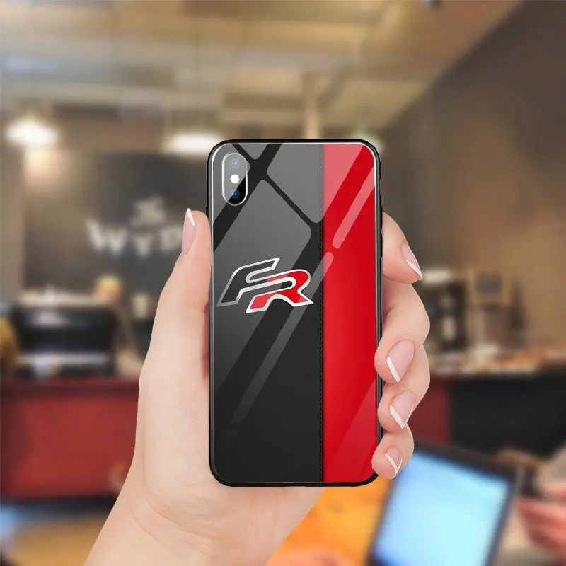 Лидер продаж, Модный чехол с логотипом на сиденье автомобиля, чехол для iPhone 5 5S se, 6, 6 S, 7, 8 Plus, X, XR, XS Max, чехол из поликарбоната, ТПУ, закаленное стекло, чехлы для телефонов, задняя крышка