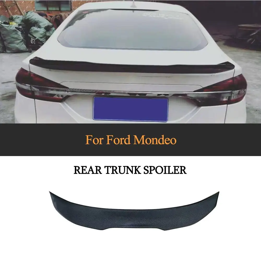 For Ford Mondeo Sedan 2013- Car Rear Trunk Wing Spoiler Carbon Fiber Rear Trunk Boot Lip Spoiler