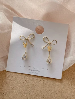 

Bow earrings sweet girl heart-shaped drop earrings earrings tide Korean net red earrings elegant Trend Fashion Stud Earrings