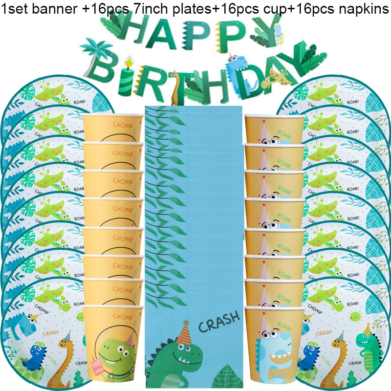 Jungle Birthday Party Decoration Disposable Tableware Set Jungle Animal Forest Friends Zoo Theme Supplies Baby Shower Safari