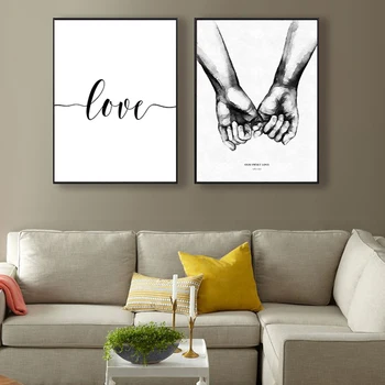 

HD Image Decorative Painting Hand In Hand Black And White Home Wall Decoration Waterproof No Border Best Poster Material
