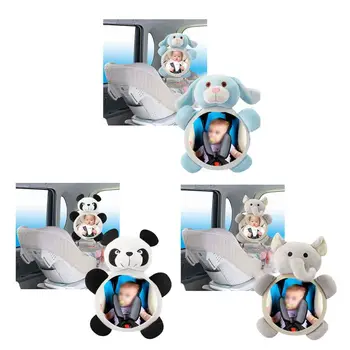 

New Baby Doll Toys Safety Seat Rear Facing View Mirror Cute Kids Children Observation Shatterproof Plush Animal Mirror Toys