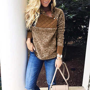 

Autumn Winter Women Jacket Plush Oblique Collar Coat Jacket 2019 Autumn Long Sleeve Patchwork Warm Plush Thick Jacket