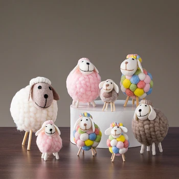 

Europe Pastoral Plush animal figurines Cute Sheep family fairy garden creative Figurines & Miniatures Crafts wedding home decor