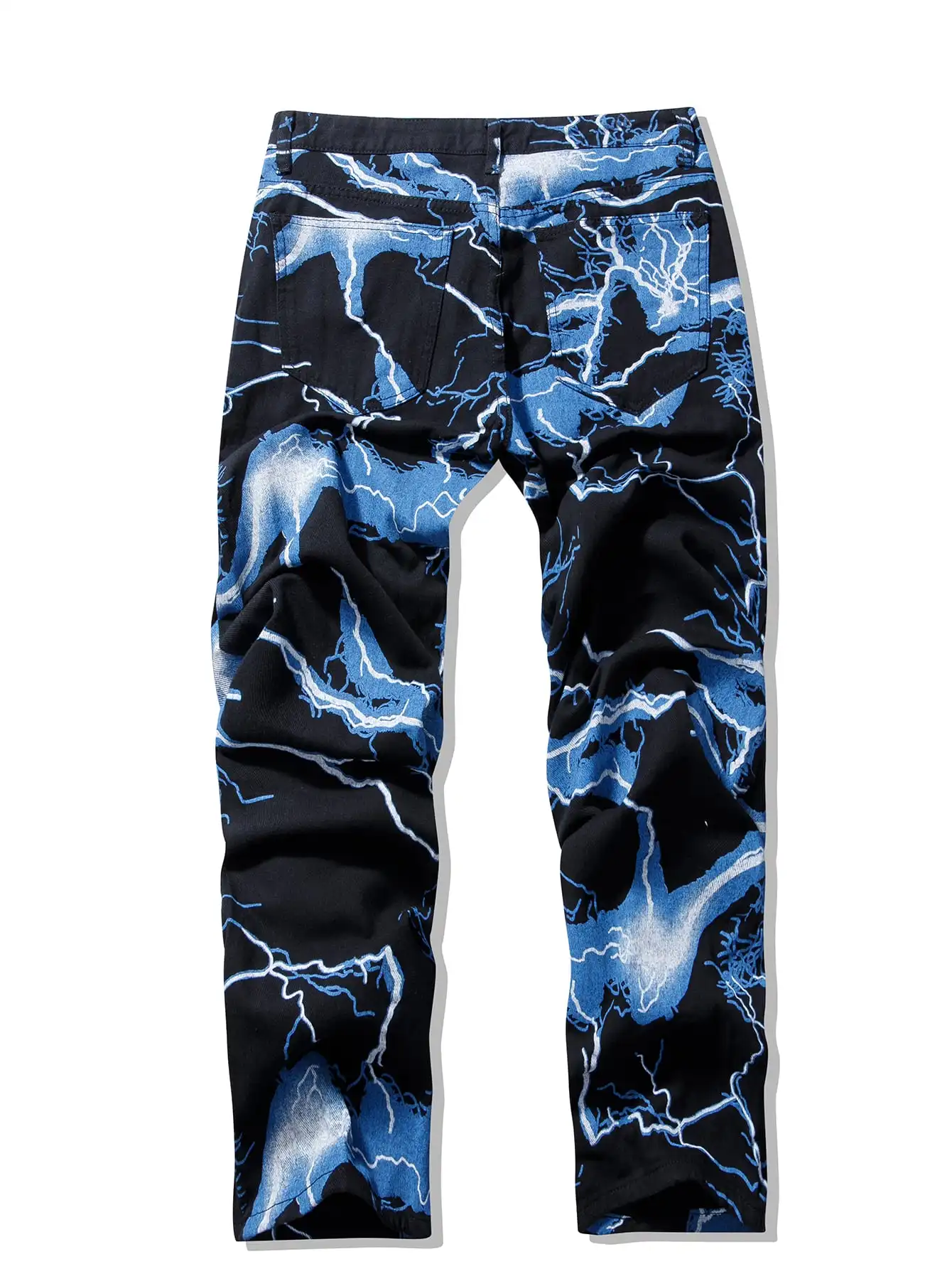 Fashion Lightning Print Jeans High 