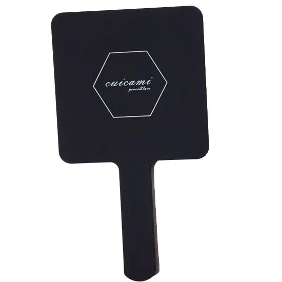 Black Large Печать логотипа, HD ручка, зеркало для макияжа, для рук, для салона красоты, зеркало для макияжа, стоматологическое, портативное, ретро, милое зеркало, большое, маленькое, два размера - Цвет: Black Large