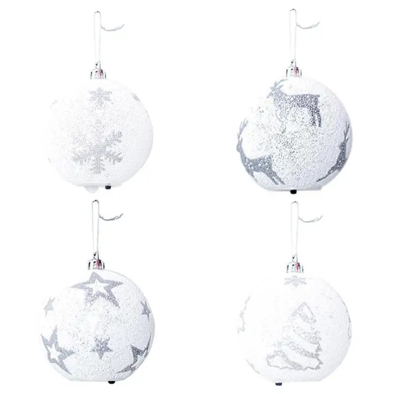 

Plastic Christmas Tree Ball Decoration Pendants White Printed with Lighting