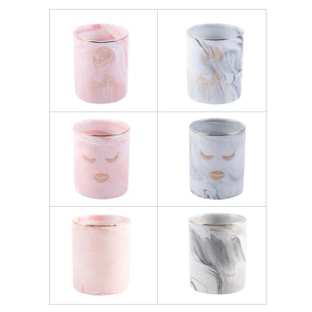 

1pc Ceramic Pen Holder Marble Texture Pencil Cup Pot Desk Organizer Makeup Brush Holder GY88