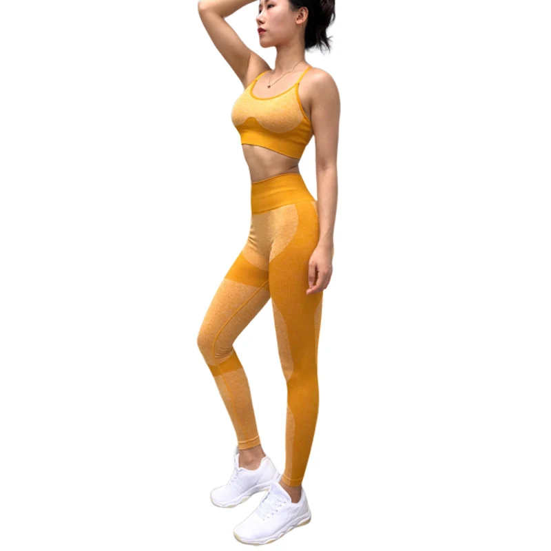 

Tight Yoga Set Women Compression Fitness Clothing Sportswear Gym Seamless Tight Suits Leggings Sports Bra 2 Pcs Sports Suits