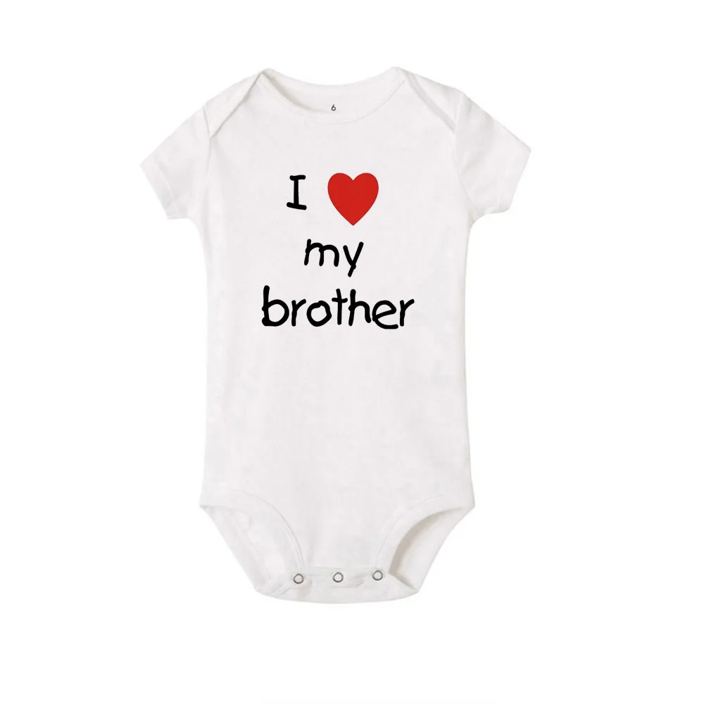 Baby Jumpsuit I Love My Sister Brother Twins Baby Short Sleeve Bodysuit Newborn Baby Boys Girls Infant Summer Romper Clothes Jumpsuit Gifts