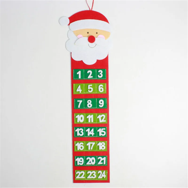Christmas Advent Calendar Velvet Santa Claus Snowmen Countdown Hanging Calendar Door Wall Window Xmas Decor Gift Party Supply