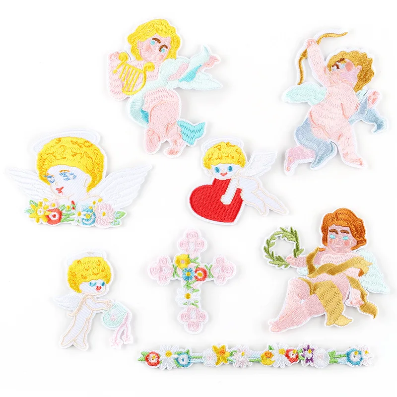 

Angel Patches Iron on Patches for Clothing Stripes Angel Wings Badges Embroidered Patches Stickers on Clothes for Kids Appliques