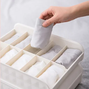 

Socks Storage Box Plastic Underwear Socks Box Multiple Grid Cosmetic Makeup Storage Case LBShipping