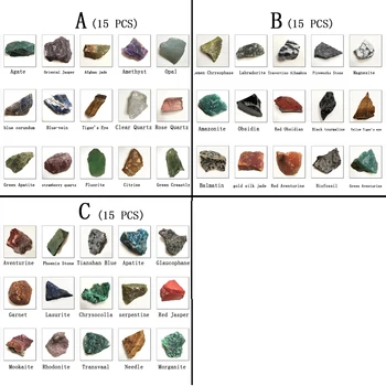

Different Natural Raw stones and Minerals with Box, Gemstone Natural, Specimen, Quartz Fluorite Crystal Jade Rough Stone , Gift