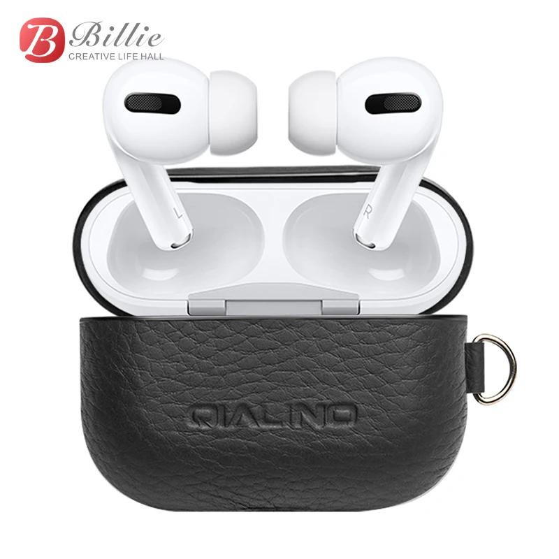 Чехол QIALINO из мягкой натуральной кожи для Apple AirPods Pro ударопрочный чехол ручной