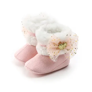 

Baby Shoes autumn winter baby boots beautiful flowers bow plus soft bottom warm boots baby toddler Child shoes 0-18M