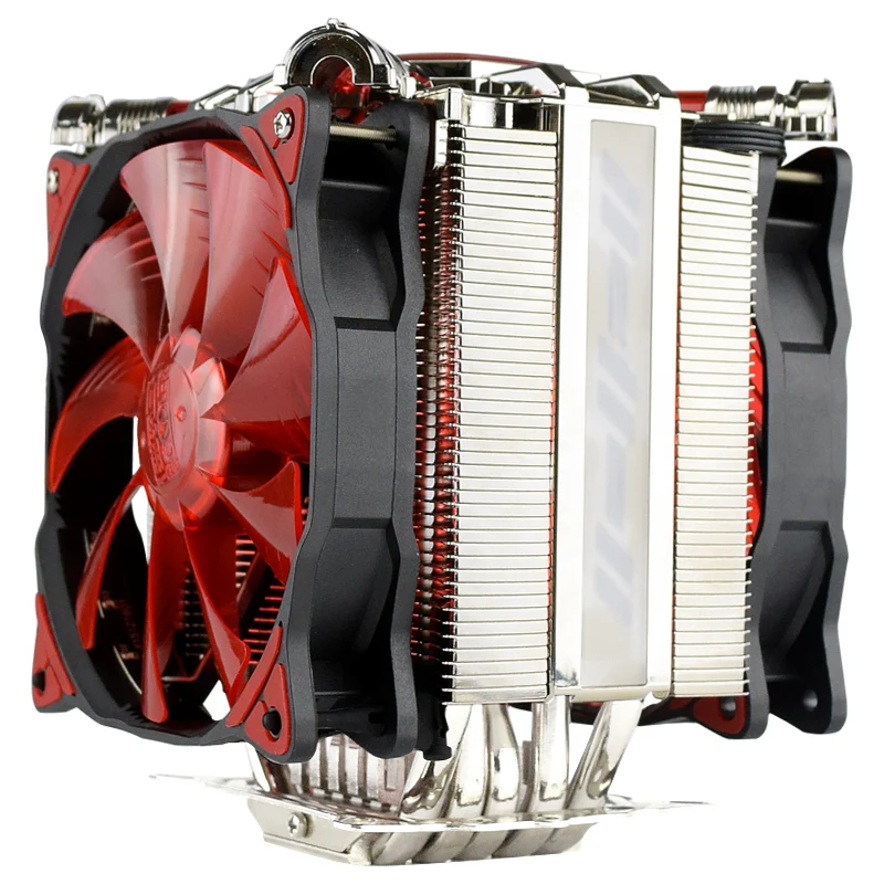 Feicuan LED Ventilateur de processeur PC PWM Fan 120mm 4 Caloducs en cuivre Faible Bruit CPU Air Cooling Fan Radiator pour Intel 115x 1366,AMD AM4 AM3 AM2 CPU 