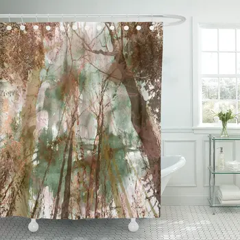 

Blue Paint Trees Watercolor and Mixed Media Abstract Colorful Oil Shower Curtain Waterproof Polyester 72 x 72 Inches Set