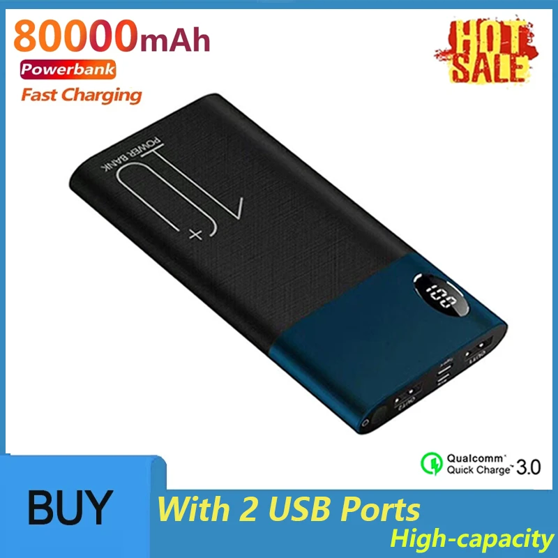 Fast Charging 80000mAh Power Bank External Battery with 2 USB Digital Display Portable Powerbank for Samsung Xiaomi Iphone best wireless power bank Power Bank