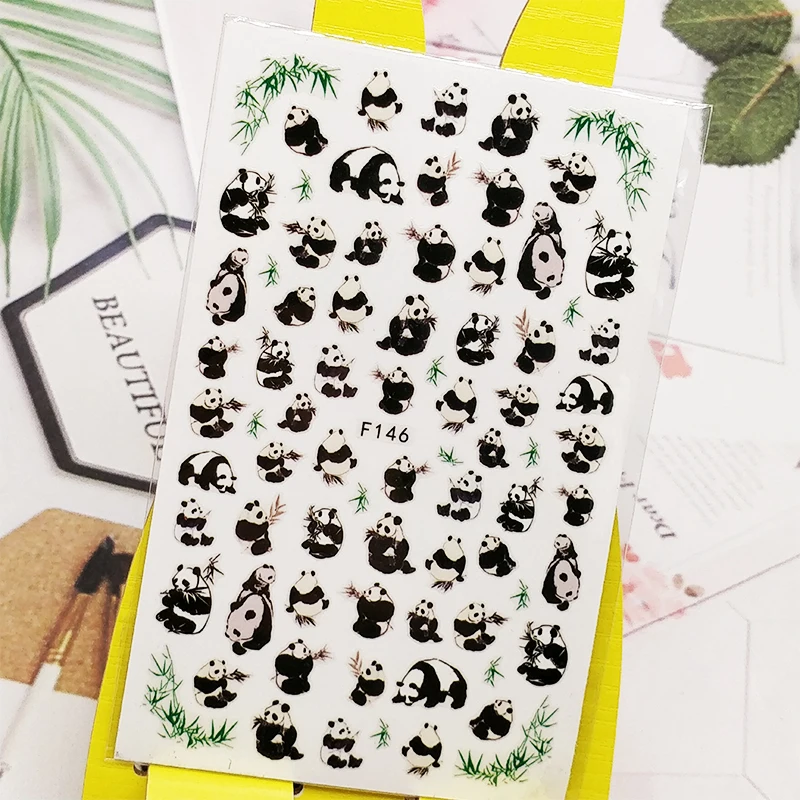 

3D Stickers for Nails Cute Panda Bamboo Designs Nail Art Decorations Foil Decals Wraps Manicure Accessories Decoraciones