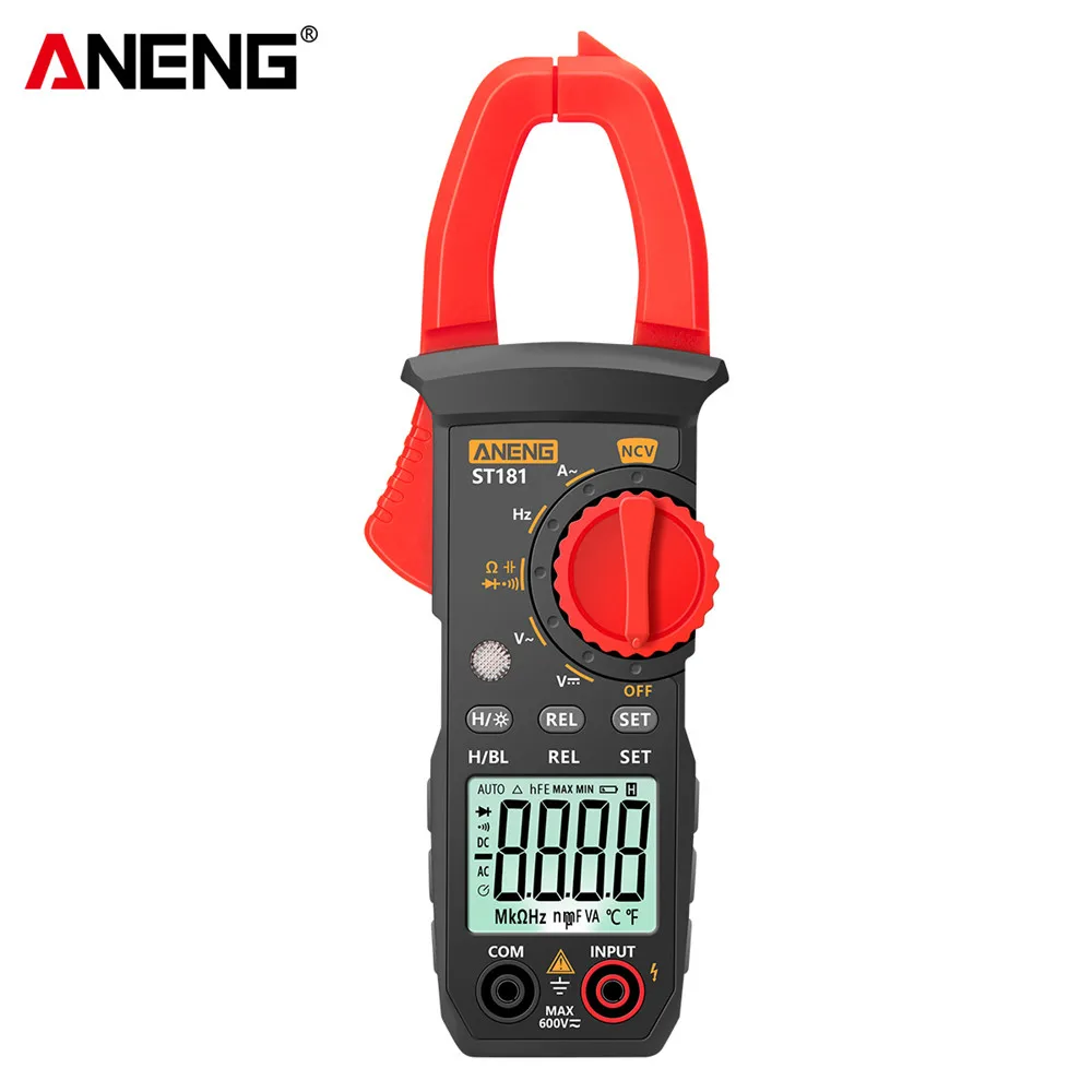

ANENG ST181 Digital Clamp Meter DC/AC Current 4000 Counts Multimeter Ammeter Voltage Tester Car Amp Hz Capacitance NCV Ohm Test
