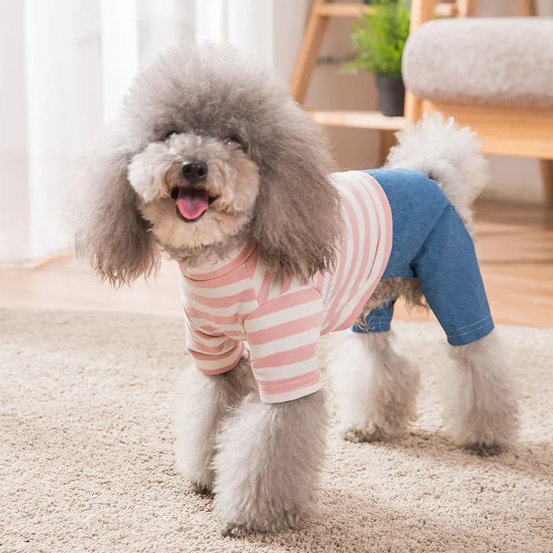 Spring and Autumn Leisure Style Pet Dog Clothing Comfortable Breathable Fashion Striped The Four Feet Garments Small Dog Clothin